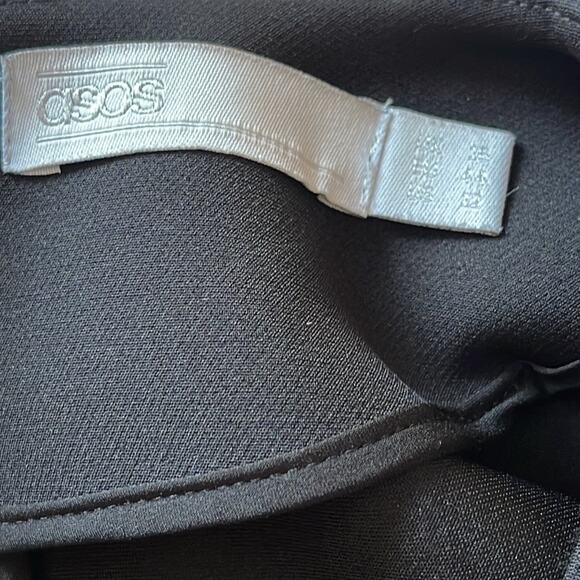 ASOS Black Scuba Crop Top With White Fringe Detail Zip Keyhole Back Size 12 - Picture 11 of 11